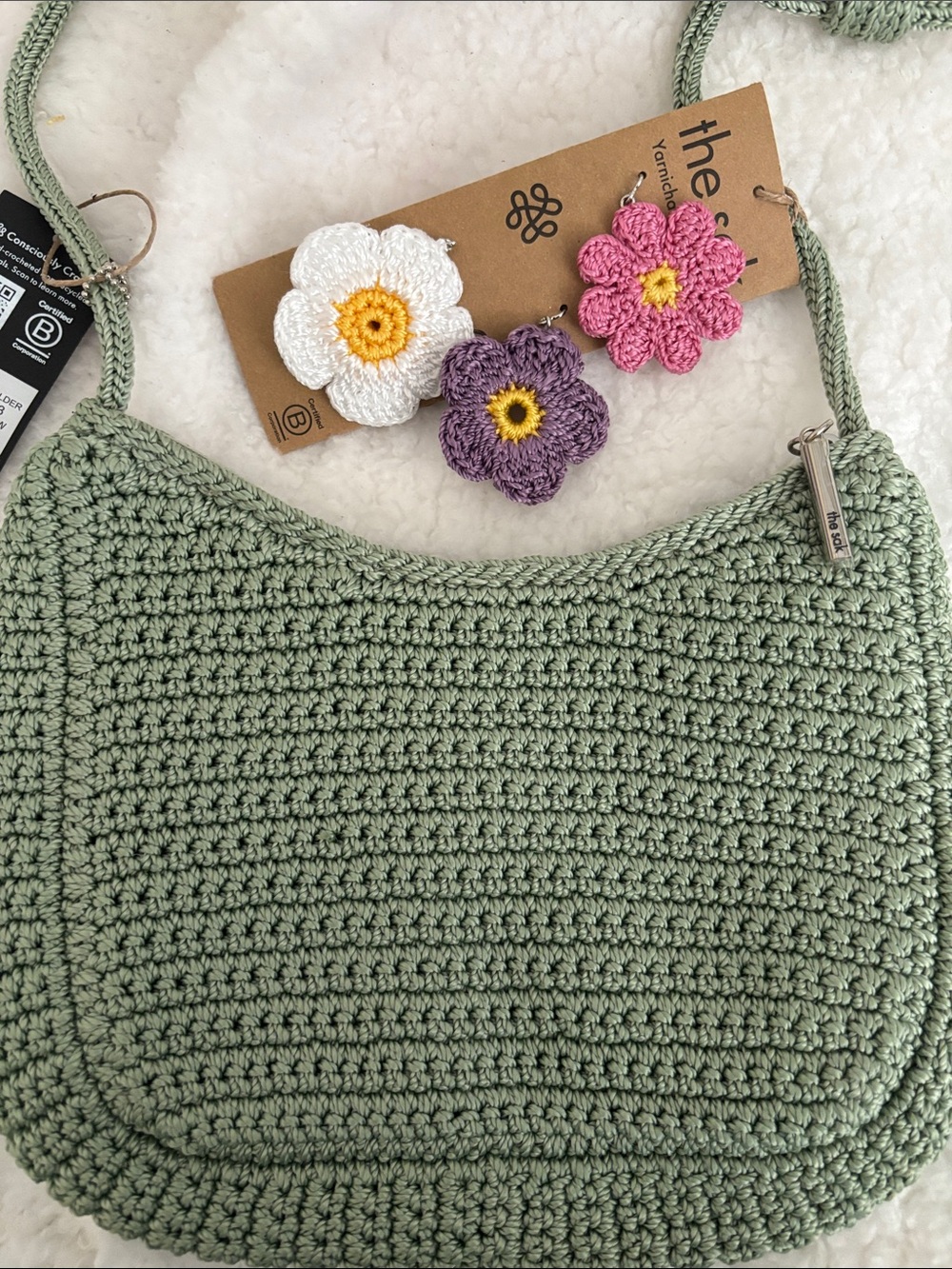 The Sak Sage Green Crochet Crossbody with Floral Appliques - Picture 4 of 10